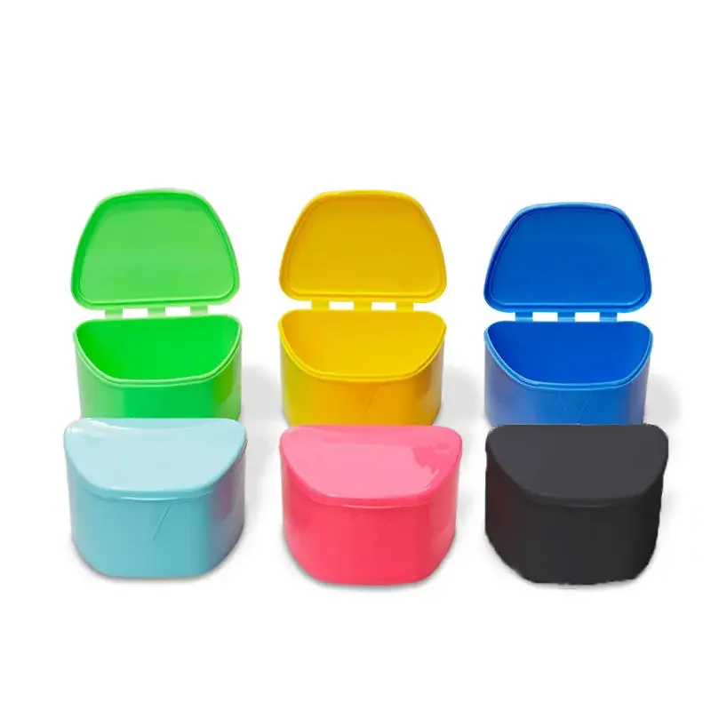 Hot sales Denture Tray Box Dental Orthodontic Braces Retainer Case Vent Holes ​False Teeth Protective