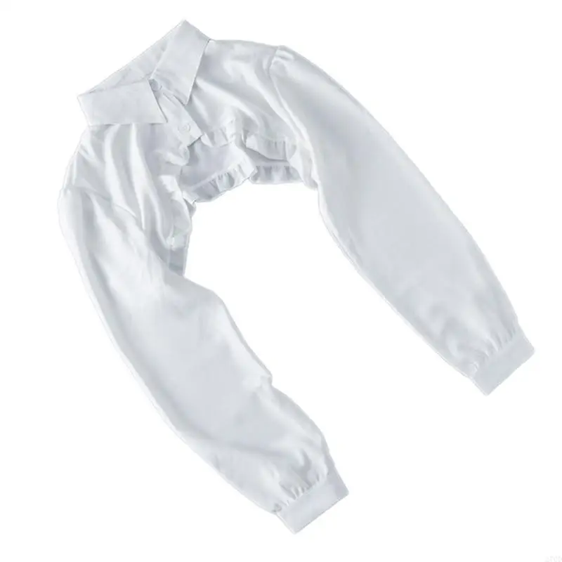 

Women Long Sleeve Crop Tops Shurgs Boleros Fake Collar Detachable Dickeys Blouse