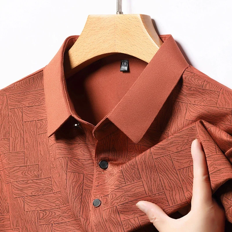 New Men\'s Business Casual Short Sleeved Shirt Solid Color Polo Shirt Fashionable Breathable Comfortable Versatile Top