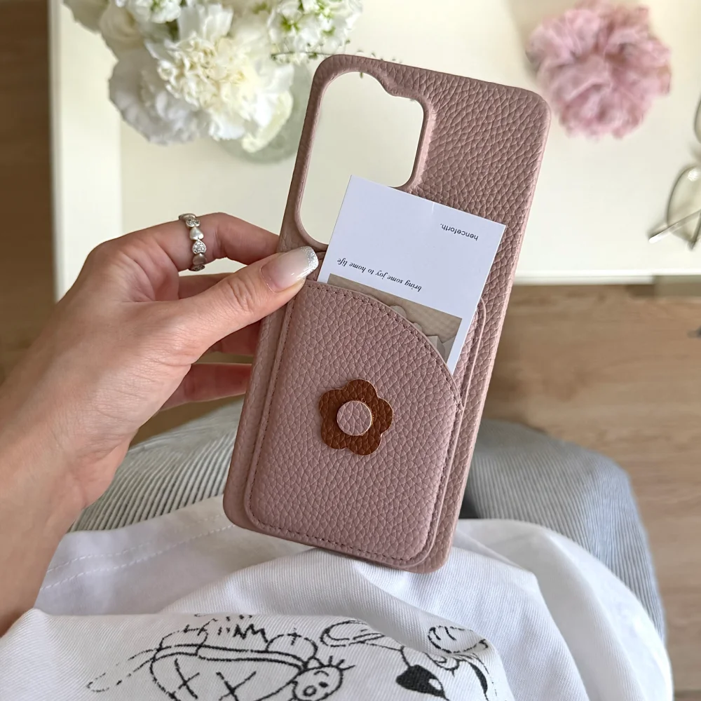 Faux Leather Wallet Card Slot Cute Flower Patch Phone Case for Samsung Galaxy S22‑S26 Ultra Series Shockproof Protective Cover