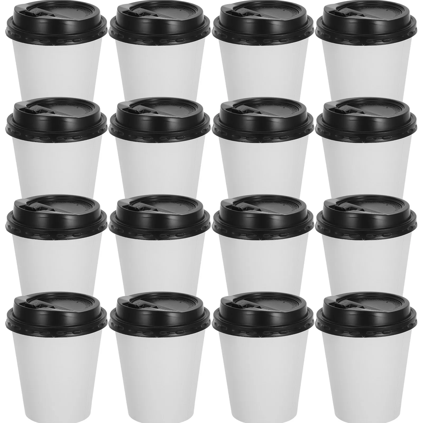 50 Pcs 12oz Disposable Coffee Cups Double-layer Coffee Cup Paper Cup Thermal For Hot Drinks Disposables Cup With Lid (350ml)