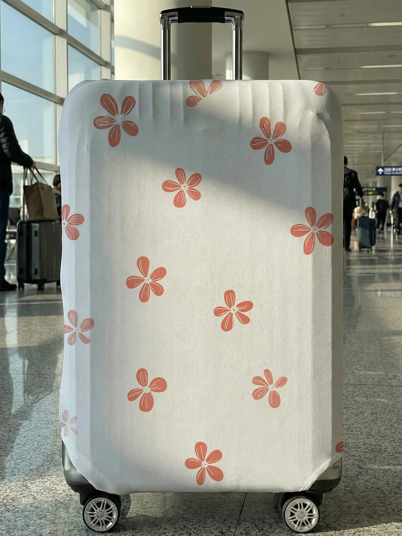 

Pink five petal flower printed luggage protection cover, suitable for 18-32 inch luggage covers, luggage handle gloves, travel a