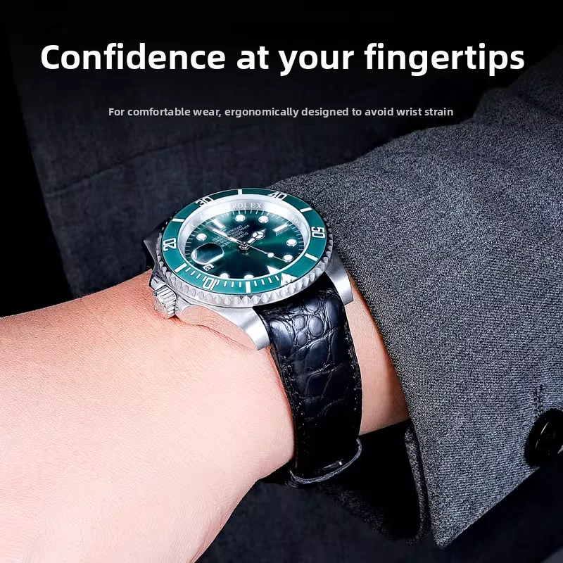 Crocodile Skin Watch Band Men's 20mm 22mm Genuine Leather Black blue brown For Rolex Omega Tissot IWC Seiko Arc Watch Strap belt