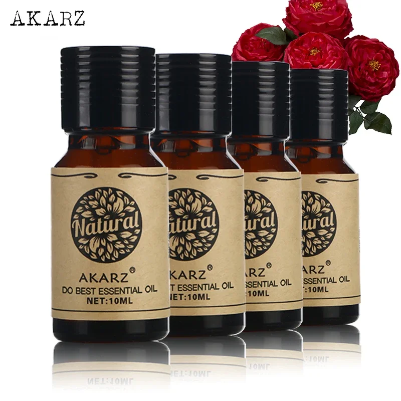 

AKARZ Essential Oil Set - Patchouli, Lavender, Orange & Chamomile - Aromatherapy and Spa Collection - 10ml x 4 Bottles