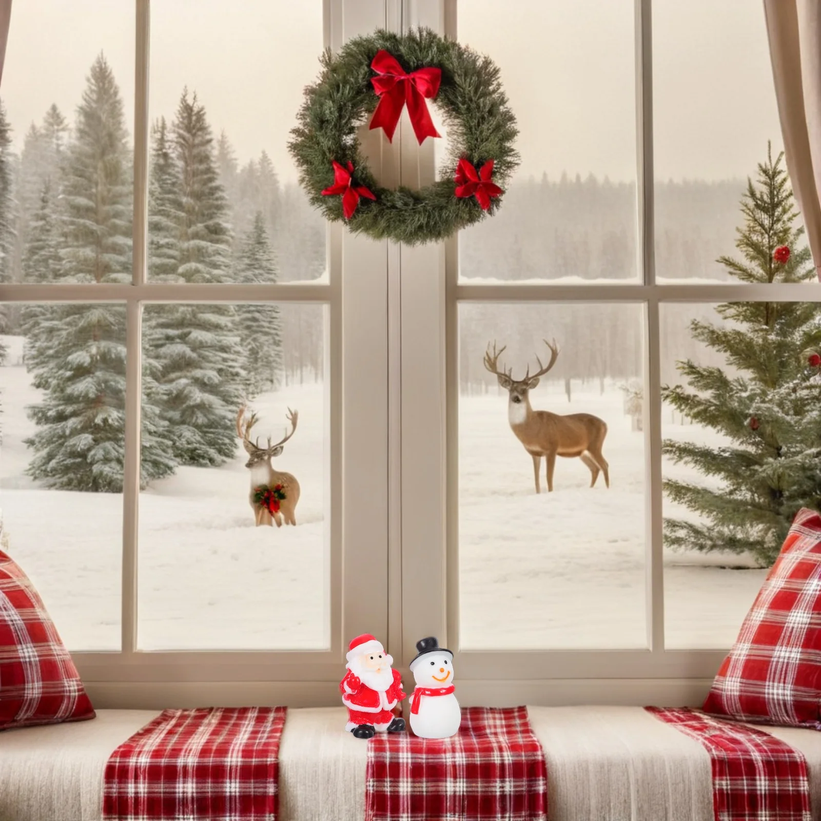 12 قطعة عيد الميلاد الراتنج ثلج الحلي الصغيرة سانتا كلوز عطلة المشهد الصغير منضدية ديكور 1.18 بوصة التماثيل الصغيرة #4