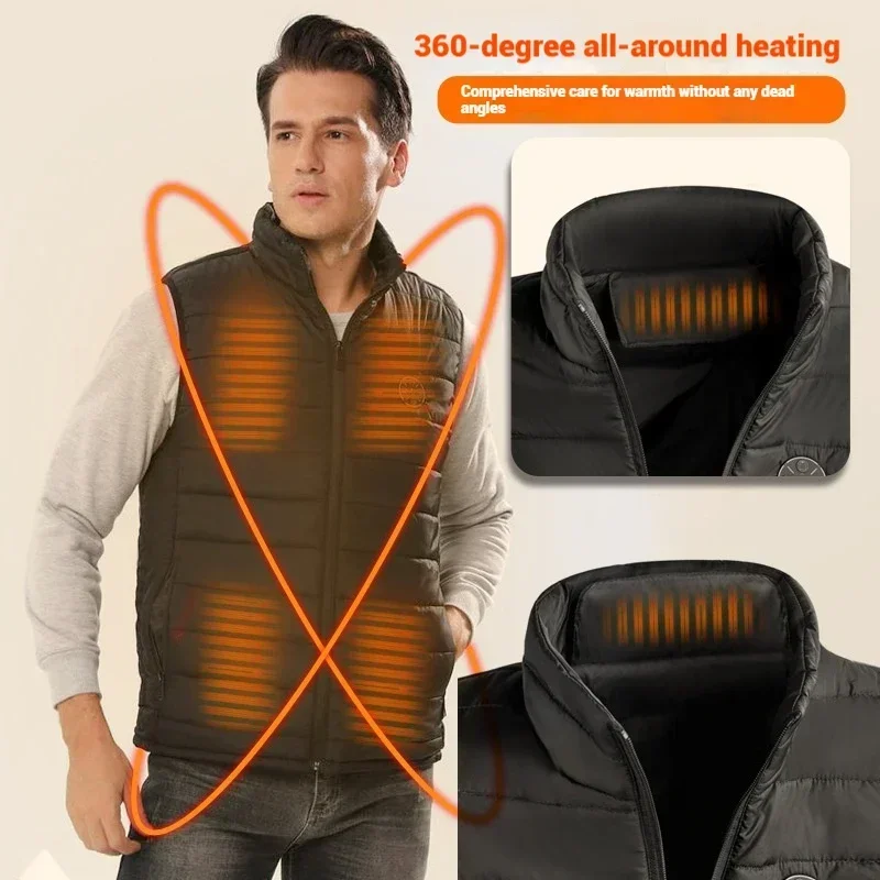 2025. Man New 9 Zone USB Charging Intelligent Heating Vest Constant Temperature Heated Suit Warm Coat