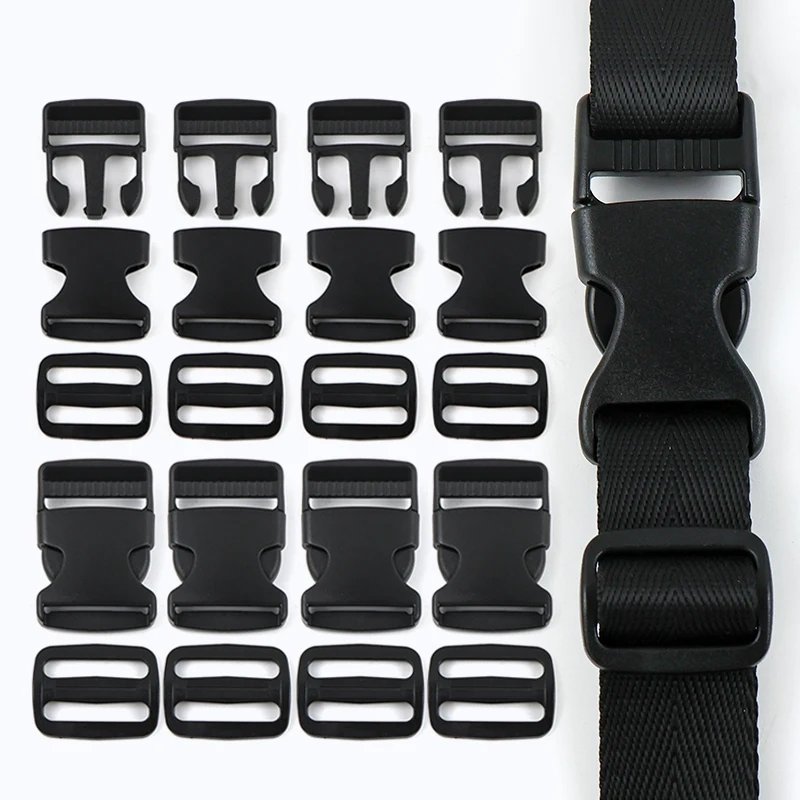 

2/5/10Sets Backpack Plastic Buckles Carabiner Clips 15/20/25/32/38mm Dog Collar Closures Release Buckle Belt Adjust Slider Hook