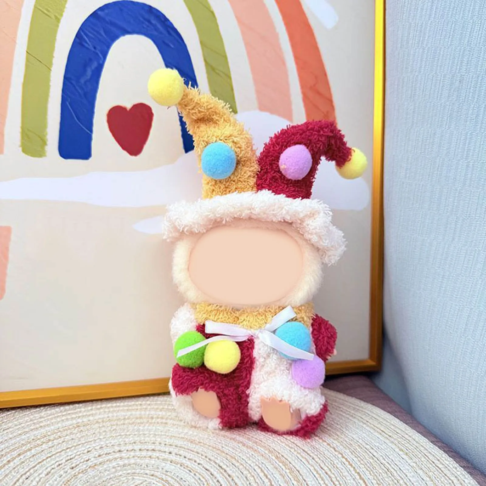 Mini roupas fofas, acessórios de roupas, festa sentada, bonecas labubu, bola colorida, conjunto de palhaço, roupas fofas, presentes diy para crianças