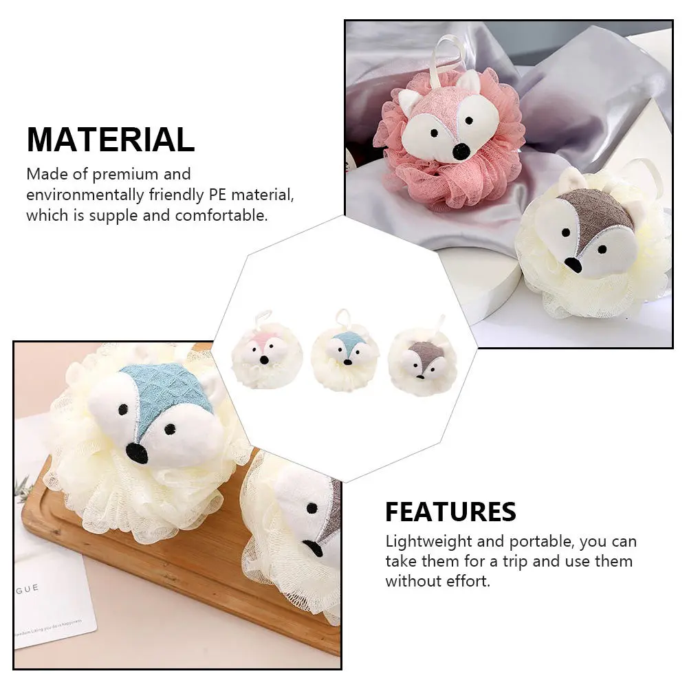 

3pcs Bath Ball Premium Pe Soft Comfortable Lightweight Portable Bubble Shower Sponge For Family Hygienic Bathroom Shower Tool