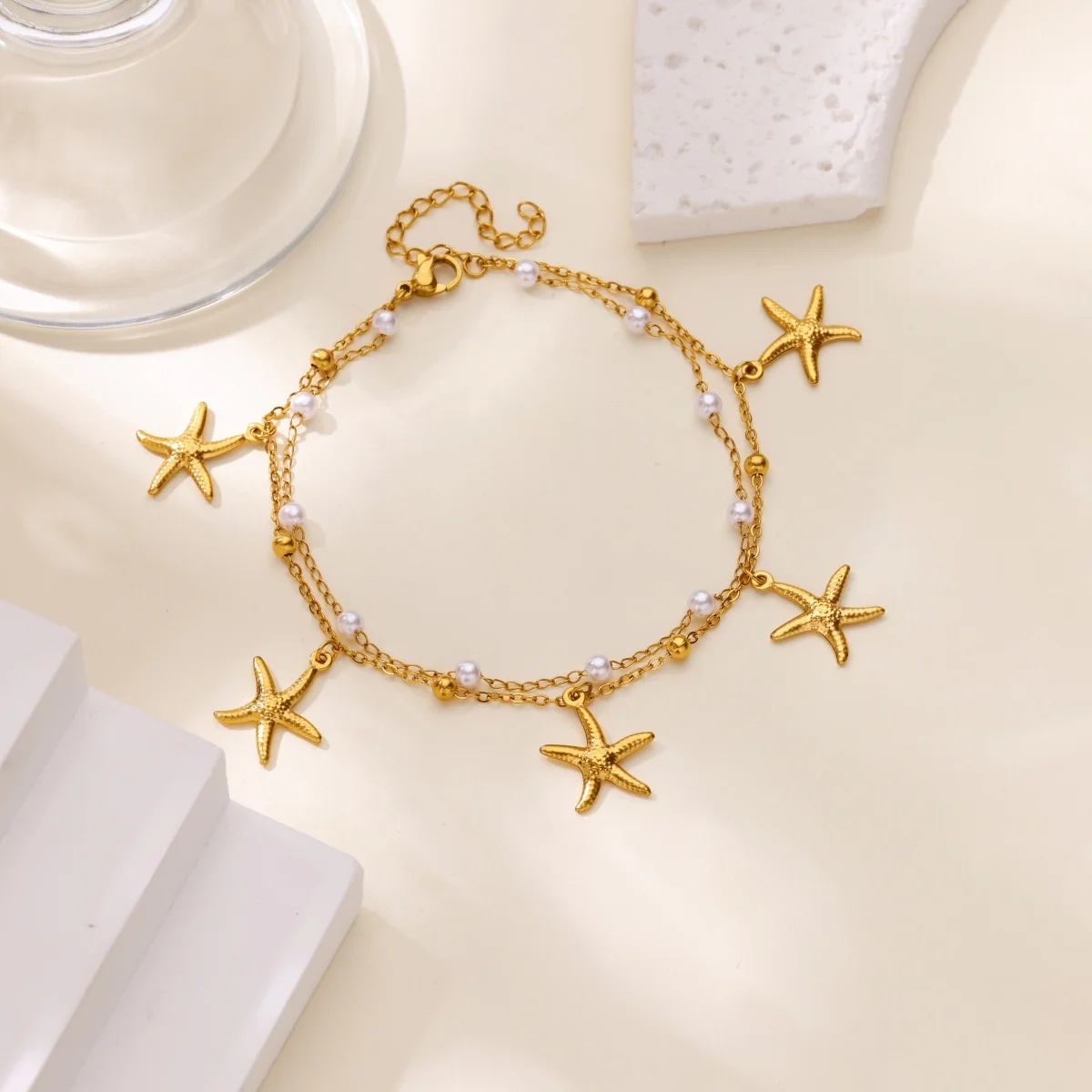 

Elegant Pearl Multiple Shell Anklets For Women Gold Color Starfish Fish Dolphins Anklet Ocean Ankle Jewelry Accessories