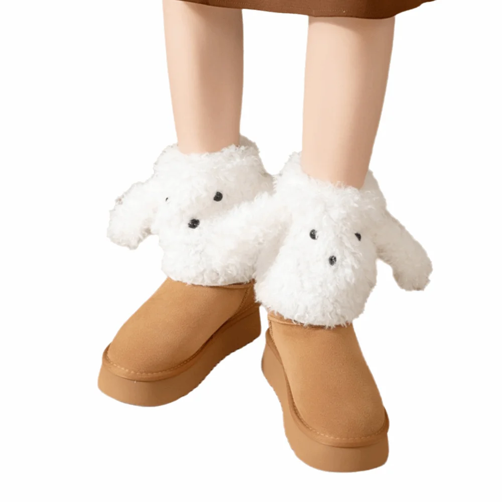 

1 Pair Creative Cartoon Dog Leg Warmers White Coffee Calf Mid Socks Warmer Thicken JK Girl Accessories autumn and winter