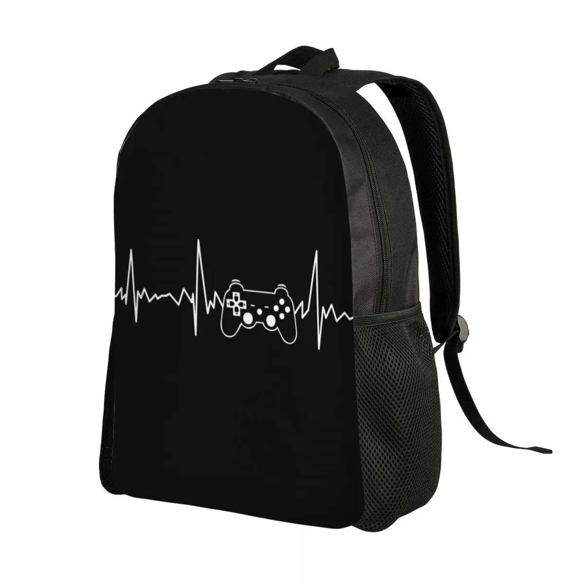 Customized Gamer Controller Heartbeat Travel Backpack School Laptop Bookbag Video Game Geek Gaming College Student Daypack Bags