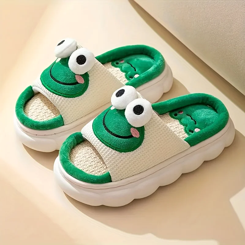 

Men Lovely Big Eyes and cartoon face pattern open-toe breathable thick slippers, comfortable non-slip EVA soles durable slippers