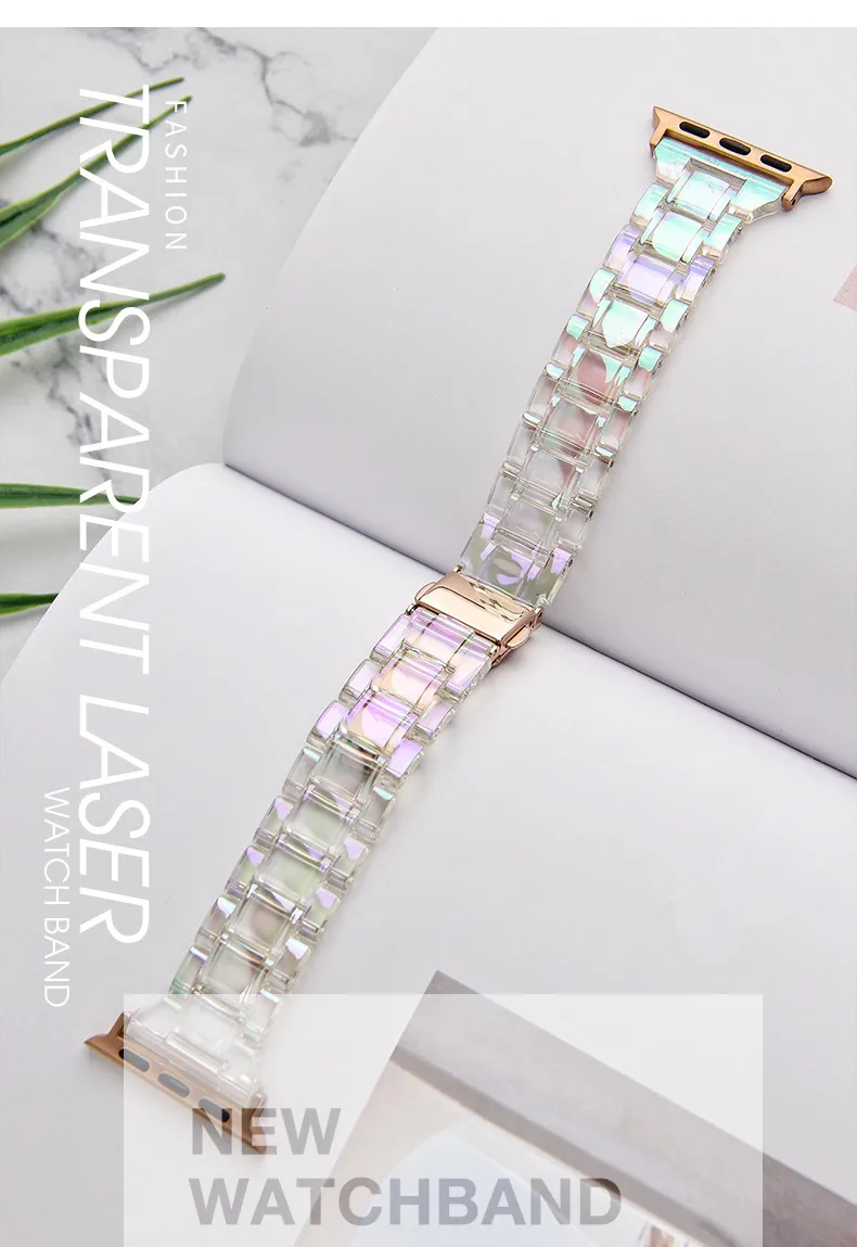 Transparentes Armband für Apple Watch 44mm 45 46 49 38 40 41 42mm Buntes Armband für iWatch Series 12 11 10 9 8 7 6 5 4 SE – Detail 34