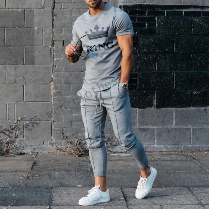 

2025-26 Summer Hot-selling Trend Design Outdoor Travel Men's Suit Breathable Breathable Men's Round Neck T-shirt Trousers Suit