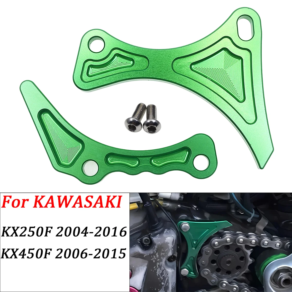 

Motorcycle CNC Accessories Case Saver Engine Protector Guard Cover Chain Sprocket Cover For Kawasaki KX250F 450F 2004-2015 2016