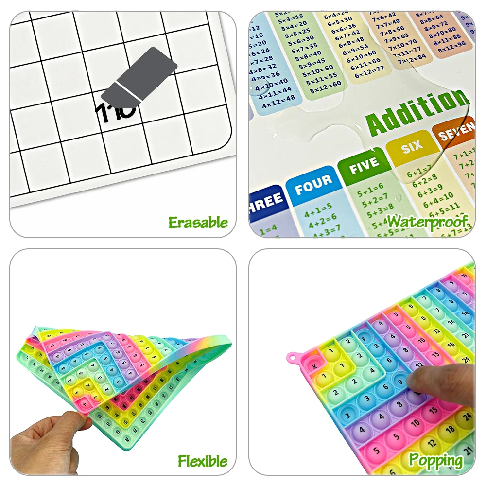 إضافة الضرب ألعاب تعليمية لوحة قابلة للكتابة بطاقات ممارسة قابلة لإعادة الاستخدام مجموعة بطاقات تعليمية مع قلم قابل للمسح للأطفال من سن 3 سنوات فما فوق