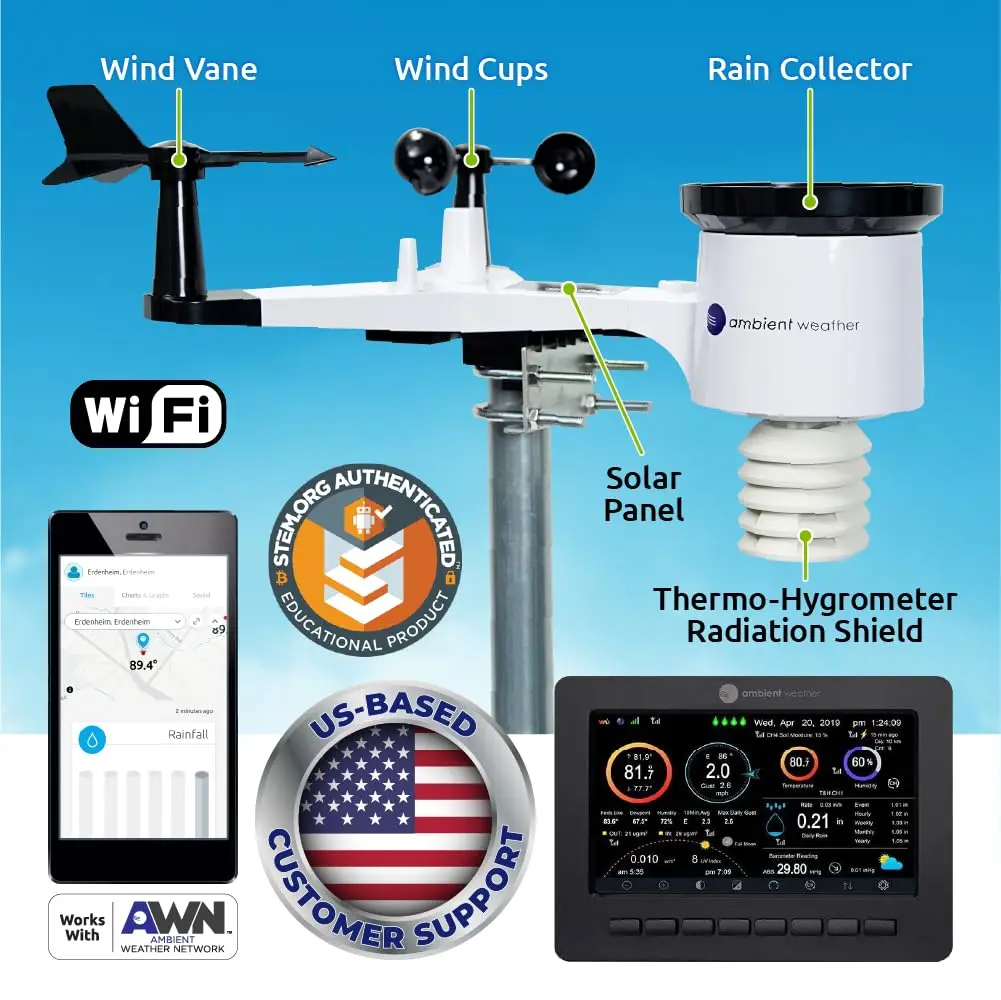 WS-2000 Smart Weather Station with WiFi Remote Monitoring and Alerts