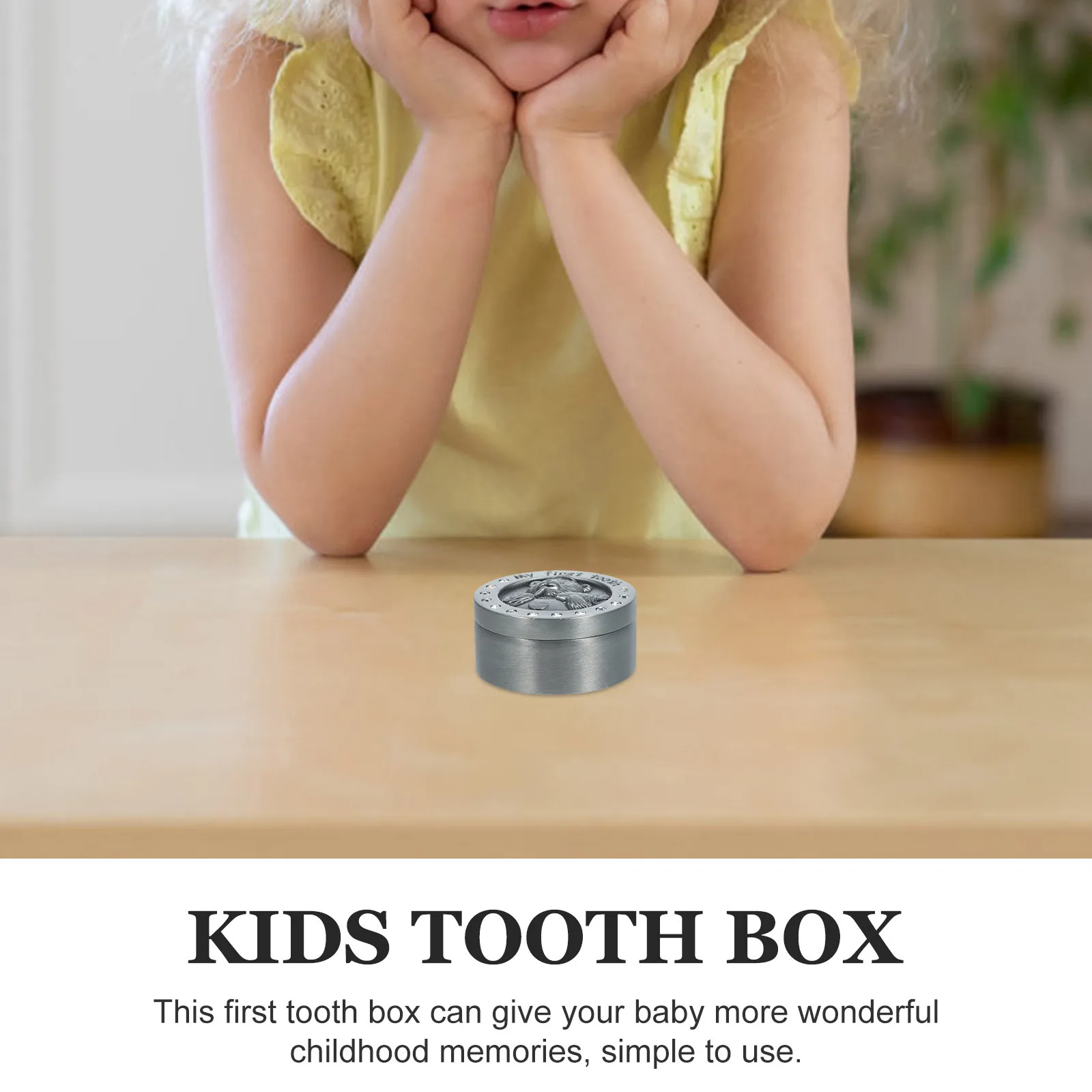 

1pc First Tooth Keepsake Box Metal Storage Container For Teeth Bear Pattern Small Trinket Box Childhood Memory Gift