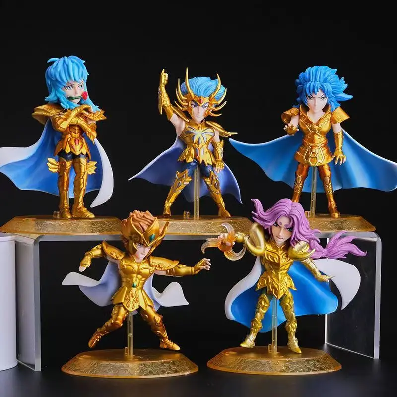 5Pcs/Set Gold Saint Anime Figure Seiya Legend of Sanctuary Action Figures Toys PVC Collection Model Dolls Decor for Kids Gifts