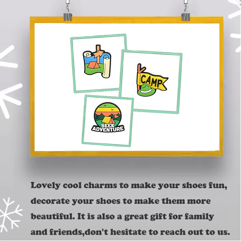 21pcs Camping Lovely Shoe Charms PVC Shoes Decoration Bracelet Wristband Sandal shoe Accessories Buckle for Kids Gifts