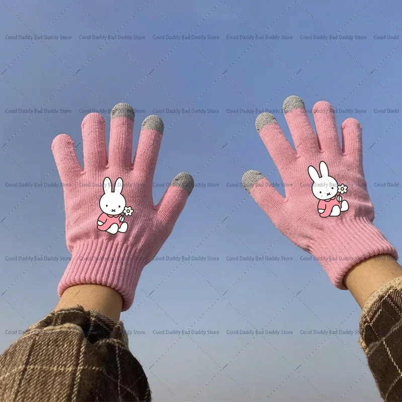 Kawaii Miffys Cartoon Glove Anime Printed Gloves Winter Fashion Warm Knitted Gloves Cute Unisex Mittens Winter Outdoor Gifts view 5
