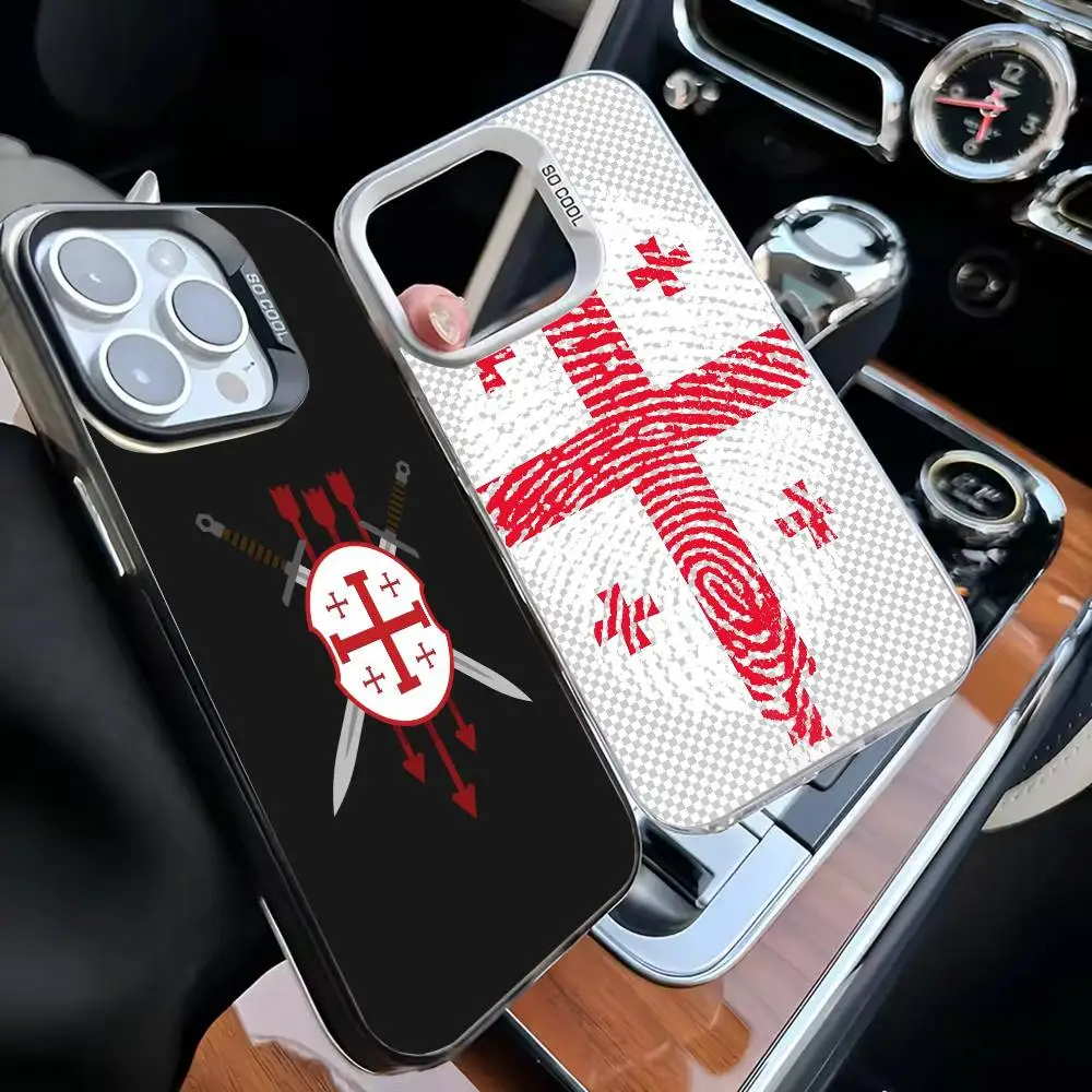 

Georgia Flag Phone Case For iPhone17,16,15,14,13,12,11 Plus,Pro Max Black Matte Shockproof Cover