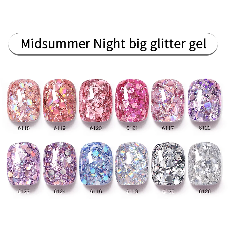 Ibdgel 8g Glitter Nail Gel Polish Midsummer Night big glitter gel Varnis Semi Permanent UV Gel Nail Art Gel