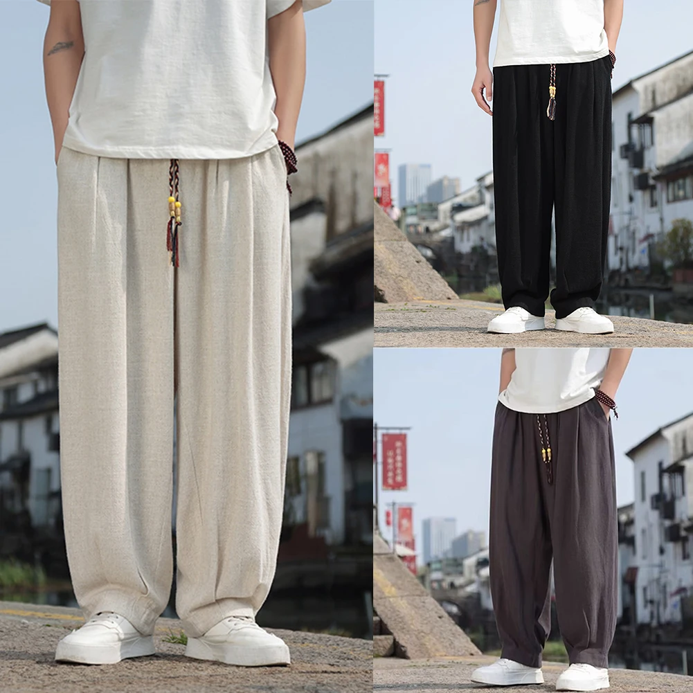 

Мужские широкие шаровары в китайском стиле в стиле ретро, повседневные брюки-фонарики большого размера