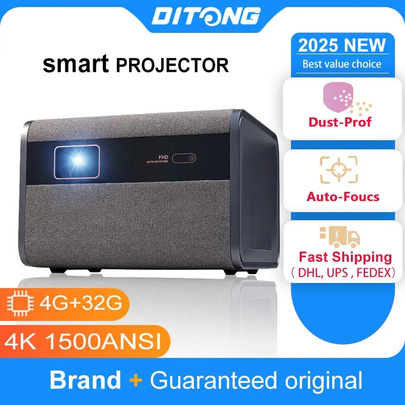 DITONG 2025 NEW  J10 projector Native 1080P Autofocus 4k HD video outdoor mobile phone Android smart home theater LED projector