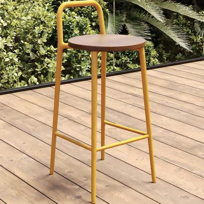 Nordic modern bar stool simple light luxury designer outdoor chair home network red back color wood tall counter stools