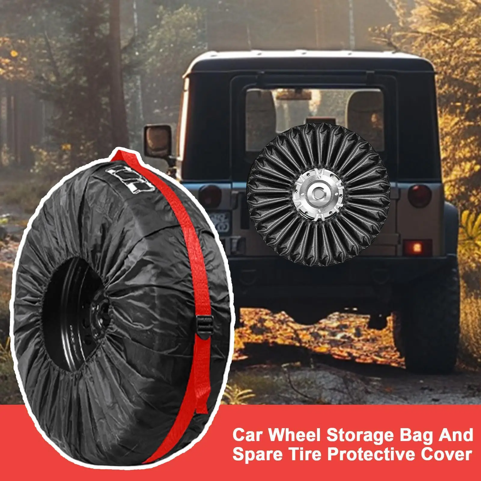 

1PC Heavy-Duty All-Weather Spare Tire Cover Waterproof Dust-Proof UV Protection Storage Bag For Off-Road SUV Truck Campers