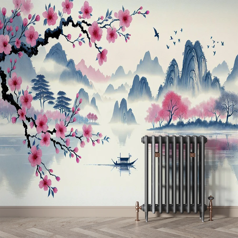 Milofi customizes high-end landscape plum blossom wallpaper for study, living room, and home decoration