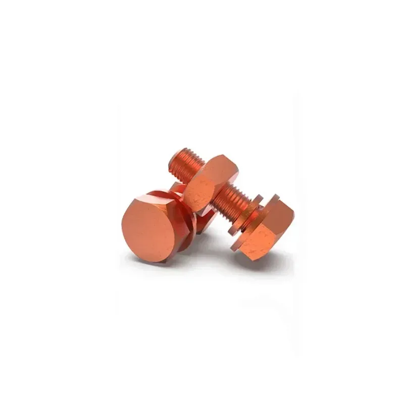 Juego de pernos hexagonales de cobre electrolítico con arandelas para conductividad eléctrica M3 M4 M5 M6 M8