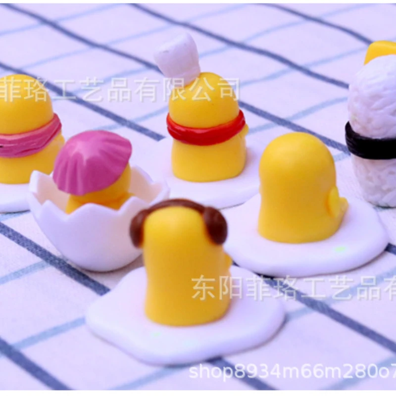 Anime japonês gudetama gema rei ovos preguiçosos figuras em miniatura gashapon boneca modelo brinquedo coleção decoração ornamentos crianças presentes