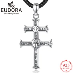 Eudora Real 925 Sterling Silver Cross of Lorraine Necklace Vintage Amulet Pendant Women Men Personality Jewelry Party Gift