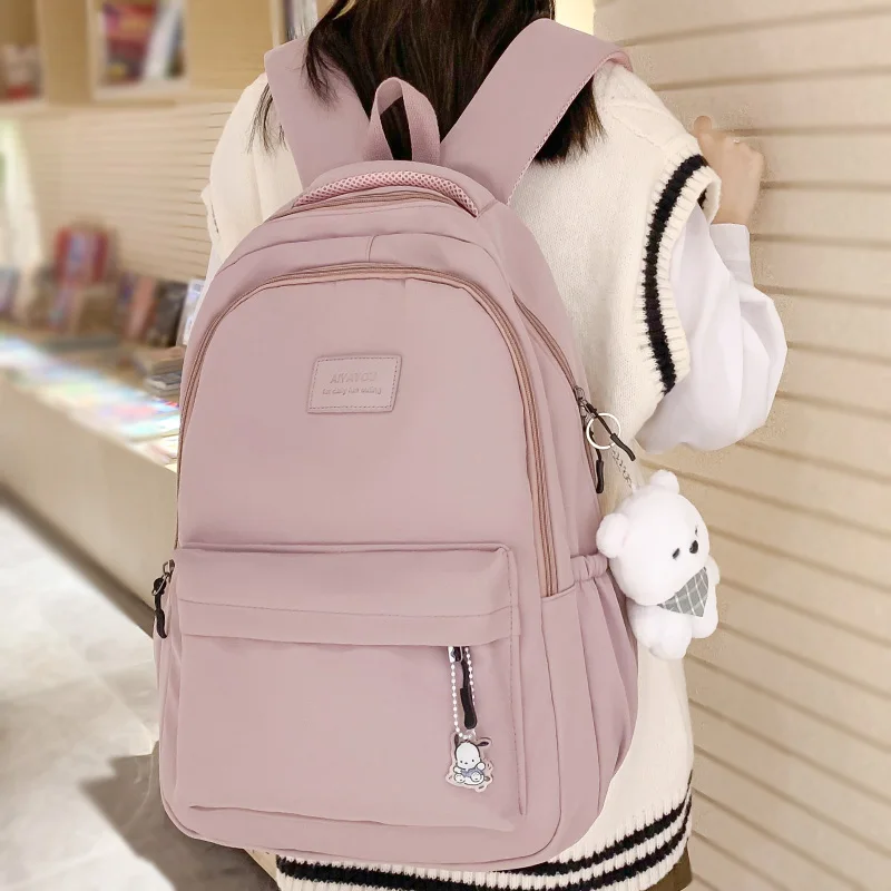 Fashion Women Pink Waterproof Student Backpack New Girl Travel Leisure School Bag Lady Nylon Cute Book Female Laptop College Bag