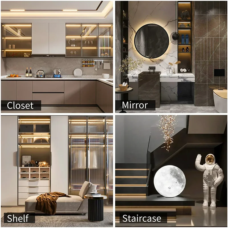 1 Rolle LED-Lichtstreifen mit Dreifach-Dimmer, Niederspannung 5V, keine Lichtpunkte, flexibler COB-LED-Streifen, USB-betrieben, einfacher Dreifach-Schalter, einstellbare Lichtstärke, geeignet für Raumbeleuchtung, Schränke, Küche und Badezimmer, Spiegel, TV, Computer-Hintergrundbeleuchtung, Live-Streaming-Make-up-Beleuchtung, Haus, Schlafzimmer, Treppen usw. – Detail 10