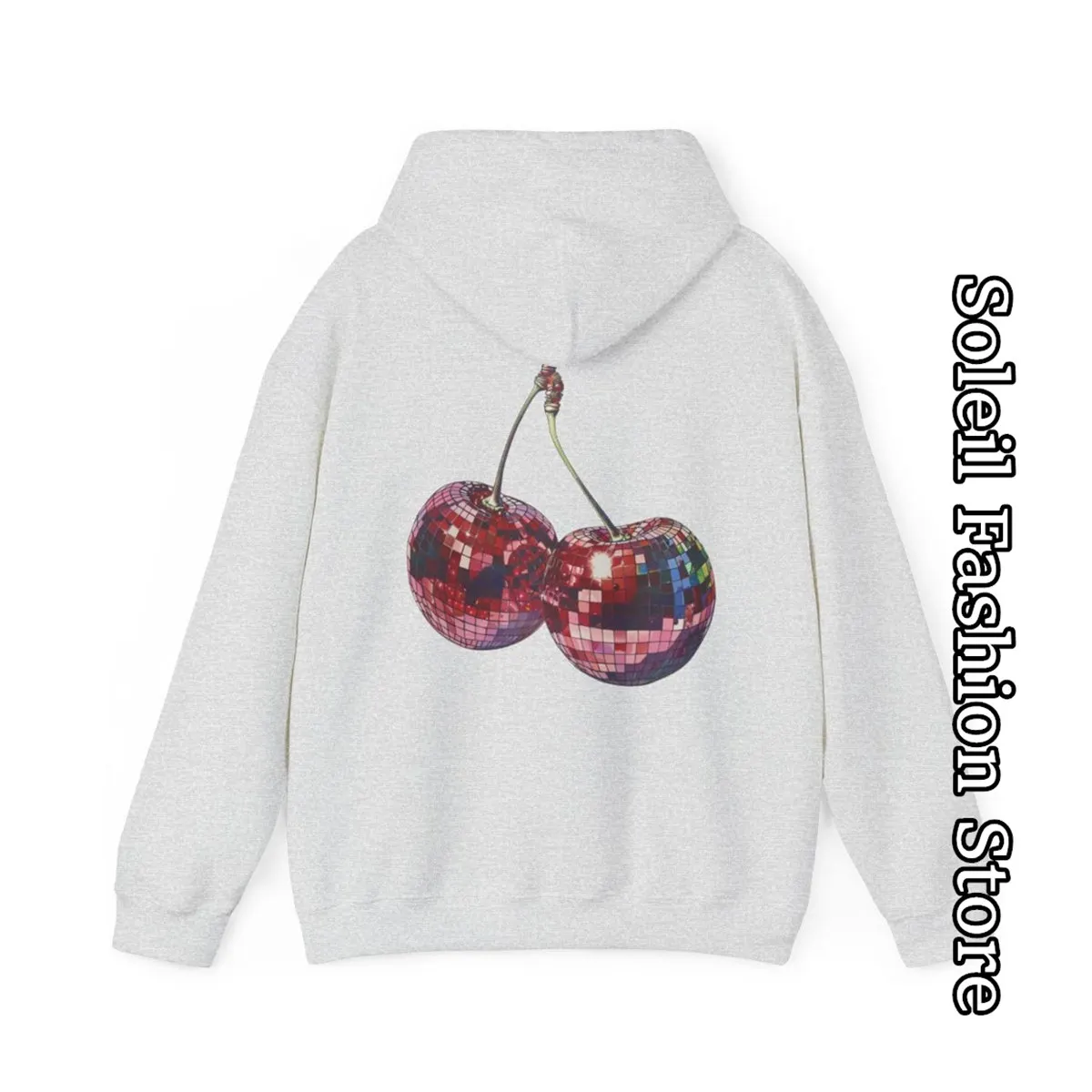 Disco Ball Cherry Print Hoodie Women Autumn Fashion Hooded Clothing Female Casual Long Sleeve Pullover Daily Coat Y2K Streetwear