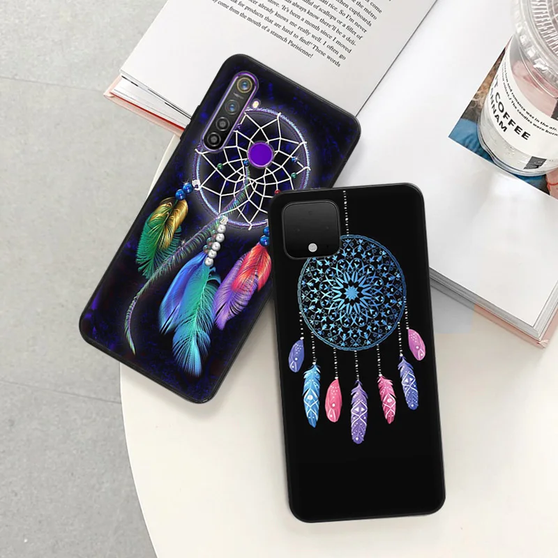 Phone Case for Pixel 8 Pro 8a 7a 6a 7 Motorola G200 Edge 40 30 20 One Fusion Dreamcatcher Starry Sky Soft Black Anti-Drop Cover