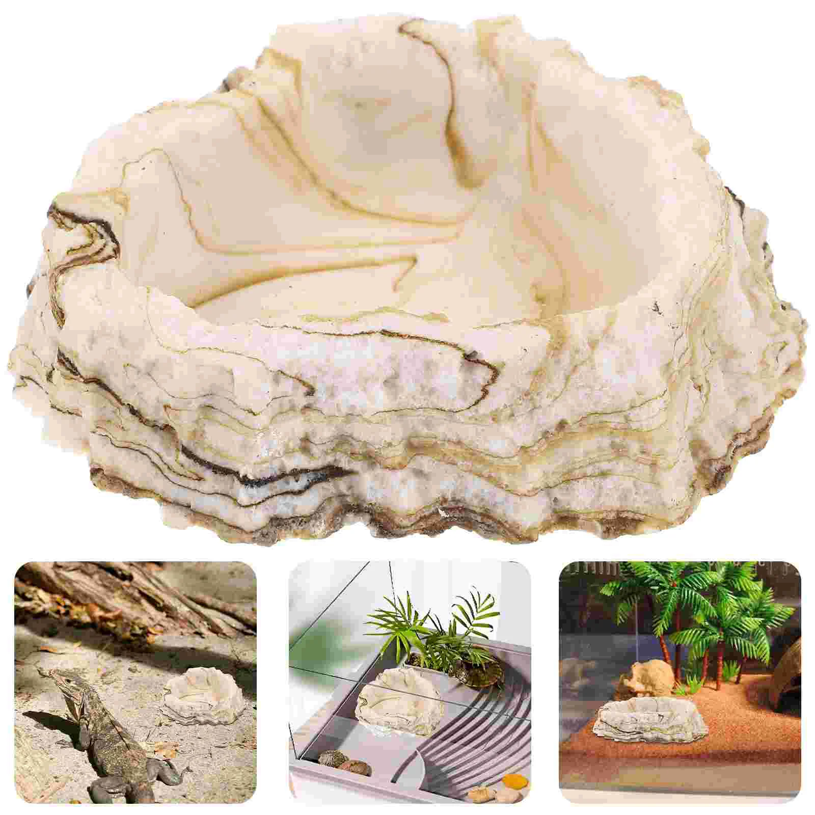 Pet Bowl Reptile Dish Water Feeder Tray Tortoise Resin Food Holder Terrarium Feeding