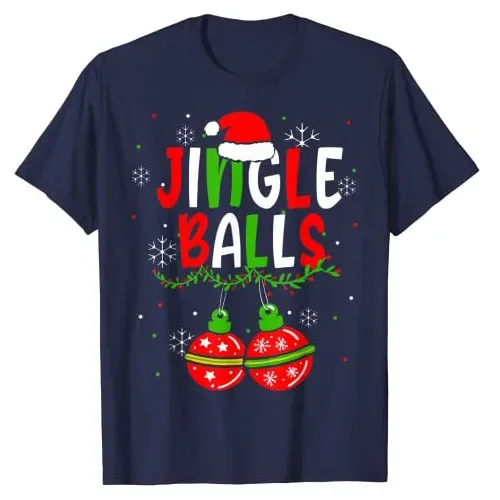 Christmas    Men Xmas Gift Y2k Top BF GF Graphic Tee Jingle Balls Tinsel Tits Funny Matching Couple Chestnuts Shirt