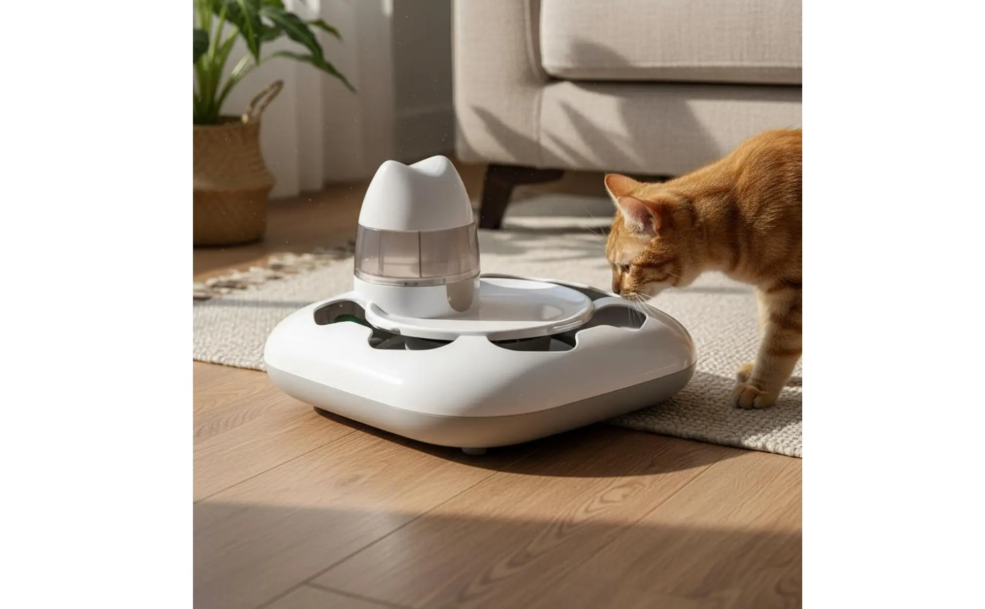 Cat Hunting Game Machine Interactive Play Automatic Cat Toy Electronic Pet Treat Dispenser Random Movement Anti-Rollover Design