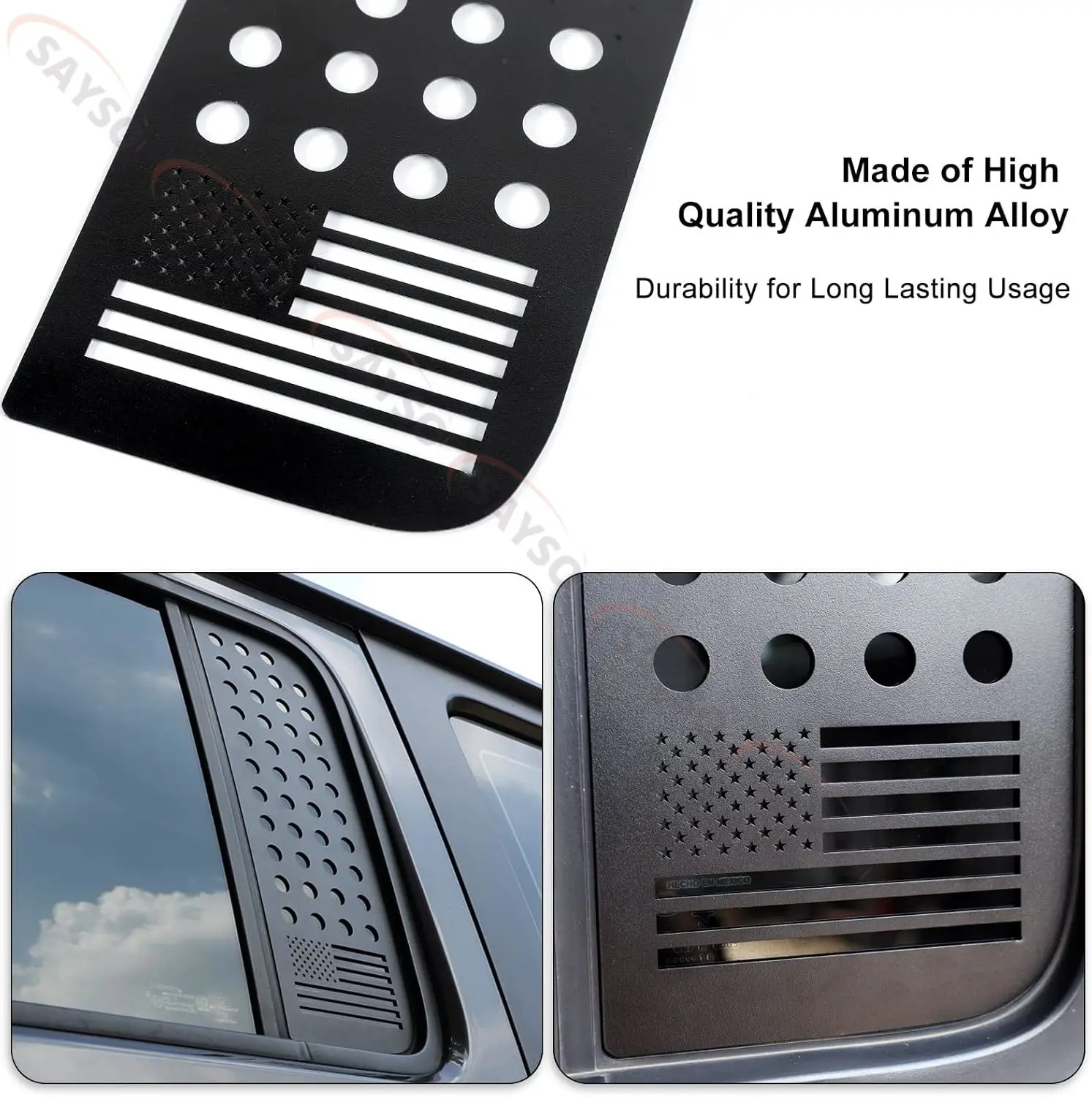 Rear Door Window Decals Panel Cover Aluminum Alloy Glass Replacement for Jeep Wrangler JLU Gladiator JT JK JKU JL Black 07-22 view 3