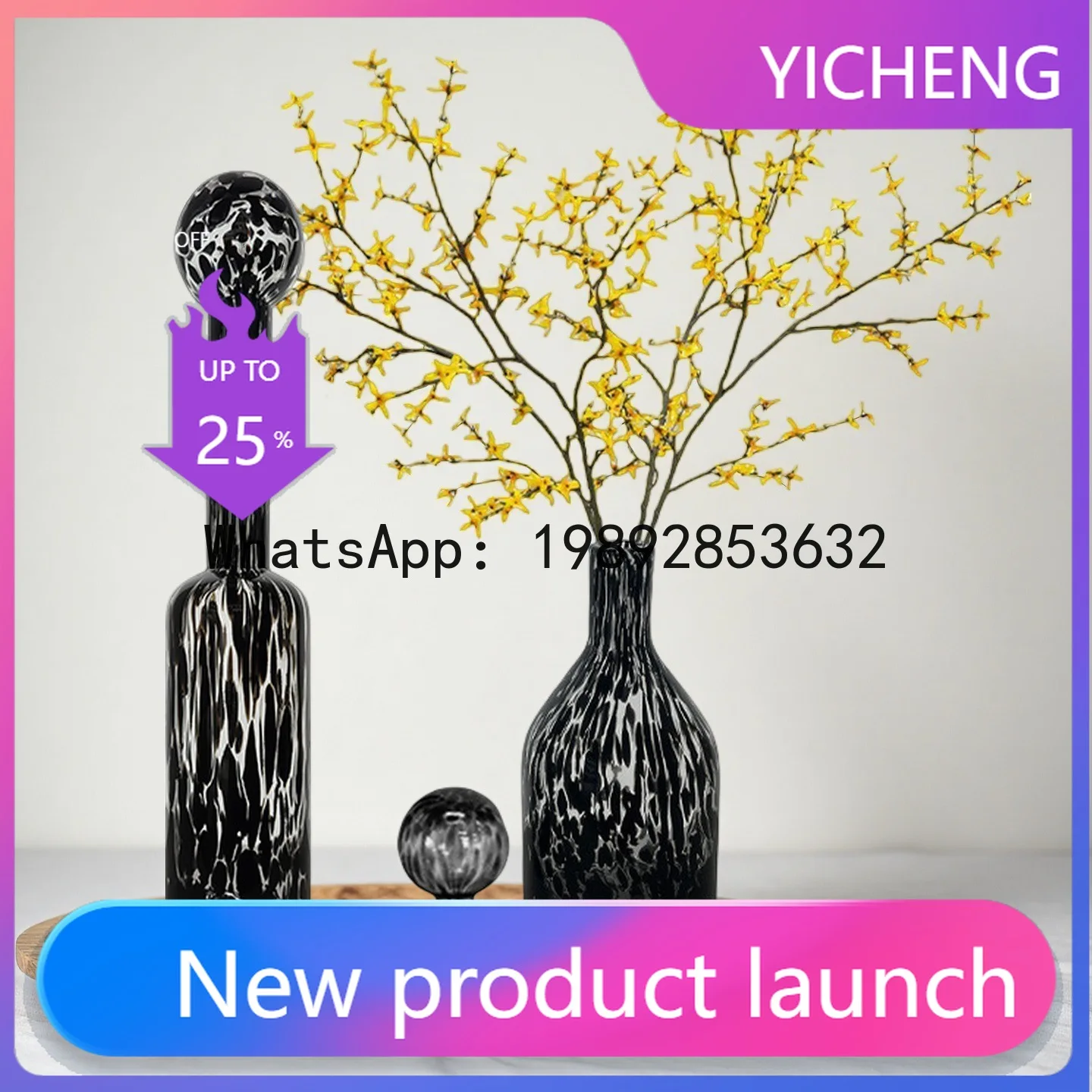 

A2 Glass Vase Leopard Print Spots Transparent Flower Vase Covered Storage Tank Terrarium Home Decoration Accessories