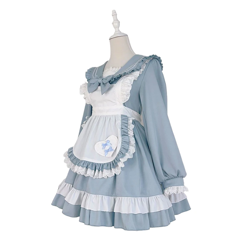 Vestido de sirvienta Lolita para niñas y mujeres, traje de Cosplay negro, traje de mucama linda, escenario de fiesta