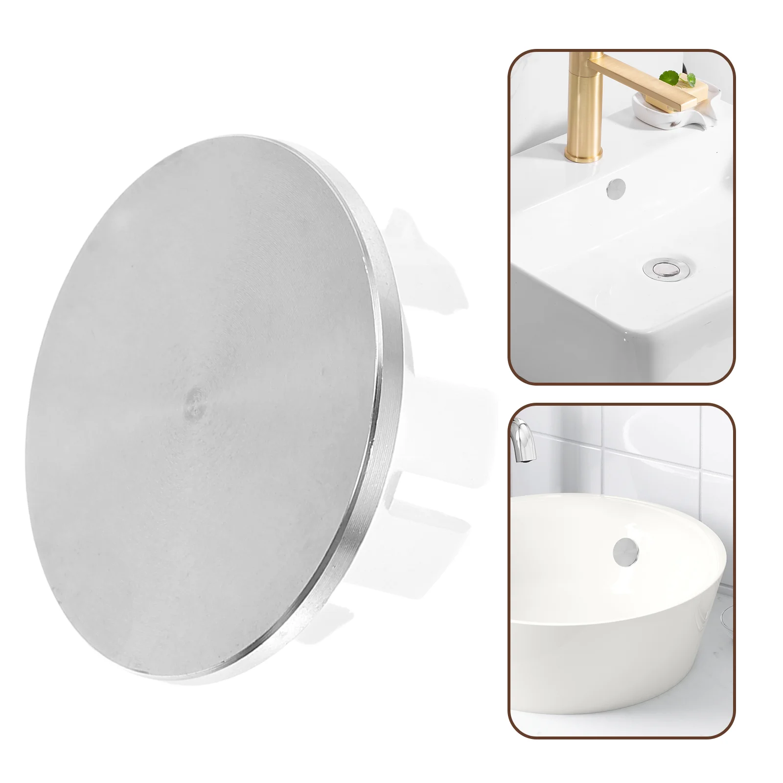 

Basin Overflow Hole Kitchen Sink Cover Bathroom Decorate Plugs for Holes Stainless Steel Trim Ring