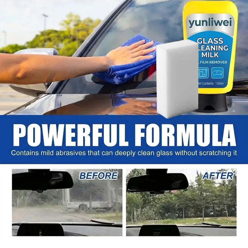 150ml Car Glass Oil Film Remover Paste Anti-Glare Glass Coating Cleaning Agent Waterproof Glass Window Cleaner Cream Yunliwei