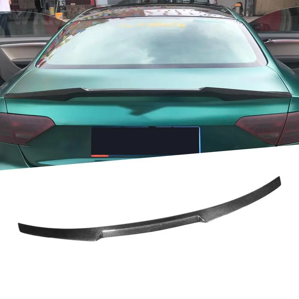 

Carbon Fiber/FRP black Rear Bumper Lip Chin Spoiler for Audi A5 S5 Sedan Coupe 2017 2018 2019 Boot Trim Sticker Wings M4 Style