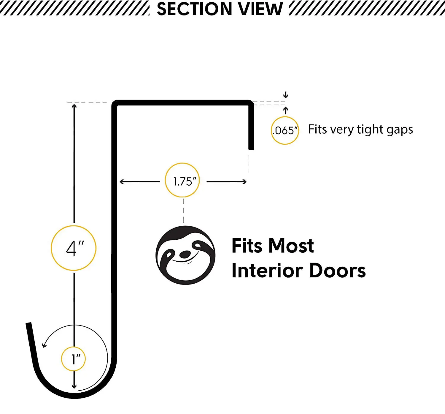 Sloth Animal Over The Door Hooks, 2 Pack, for Hanging Clothes, Towels, Robes for Living Room/Home Decoration